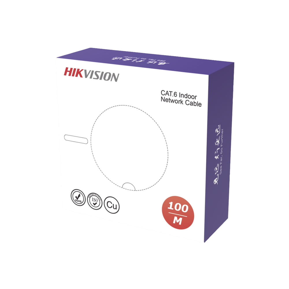 Bobina de Cable UTP 100 Mts / Cat 6 (23 AWG) / Color Blanco / PVC (CM) / Uso en Interior / 100% Cobre / Aplicaciones de CCTV y Redes de Datos