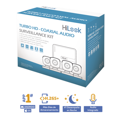 KIT TurboHD 720p / DVR 4 canales / 4 Cámaras Bala de Policarbonato / 4 Cables 18 Mts / 1 Fuente de Poder Profesional