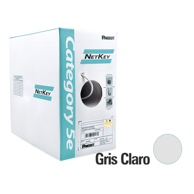 Bobina de Cable UTP 305 Metros (1000 Pies) de Cobre, NetKey, Gris Claro, Categoría 5e (24 AWG), PVC (CM), de 4 Pares