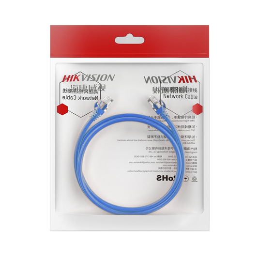 Cable de Parcheo (Patch Cord) / UTP / Cat. 6 (24 AWG) / 2 Metros (6.56 Pies) / Color Azul / Ideal para PoE+ / Interior