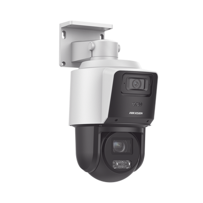 [TandemVu] PTZ IP 4 Megapixel con Cámara Panorámica 4 Megapixel / 4X Zoom / Dual Light (40 mts IR + 30 mts Luz Blanca) / ACUSENSE / IP66  / PoE+ / DARKFIGHTER / Micro SD / Incluye Base para Techo o Pared