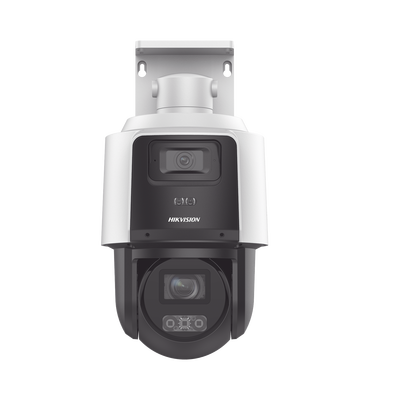 [TandemVu] PTZ IP 4 Megapixel con Cámara Panorámica 4 Megapixel / 4X Zoom / Dual Light (40 mts IR + 30 mts Luz Blanca) / ACUSENSE / IP66  / PoE+ / DARKFIGHTER / Micro SD / Incluye Base para Techo o Pared