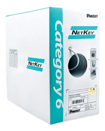 Bobina de Cable UTP 305 Metros (1000 Pies) de Cobre, NetKey, Reelex, Gris, Categoría 6 (24 AWG), 1000Mbps, PVC (CM), de 4 Pares