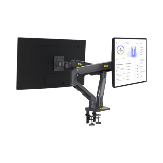Montaje de Escritorio articulado para 2 monitores de 27-34" /  Soporta hasta 16 kg  por brazo/ Vesa 75 x 75 / 100 x 100 / Acero / Giro: 360°