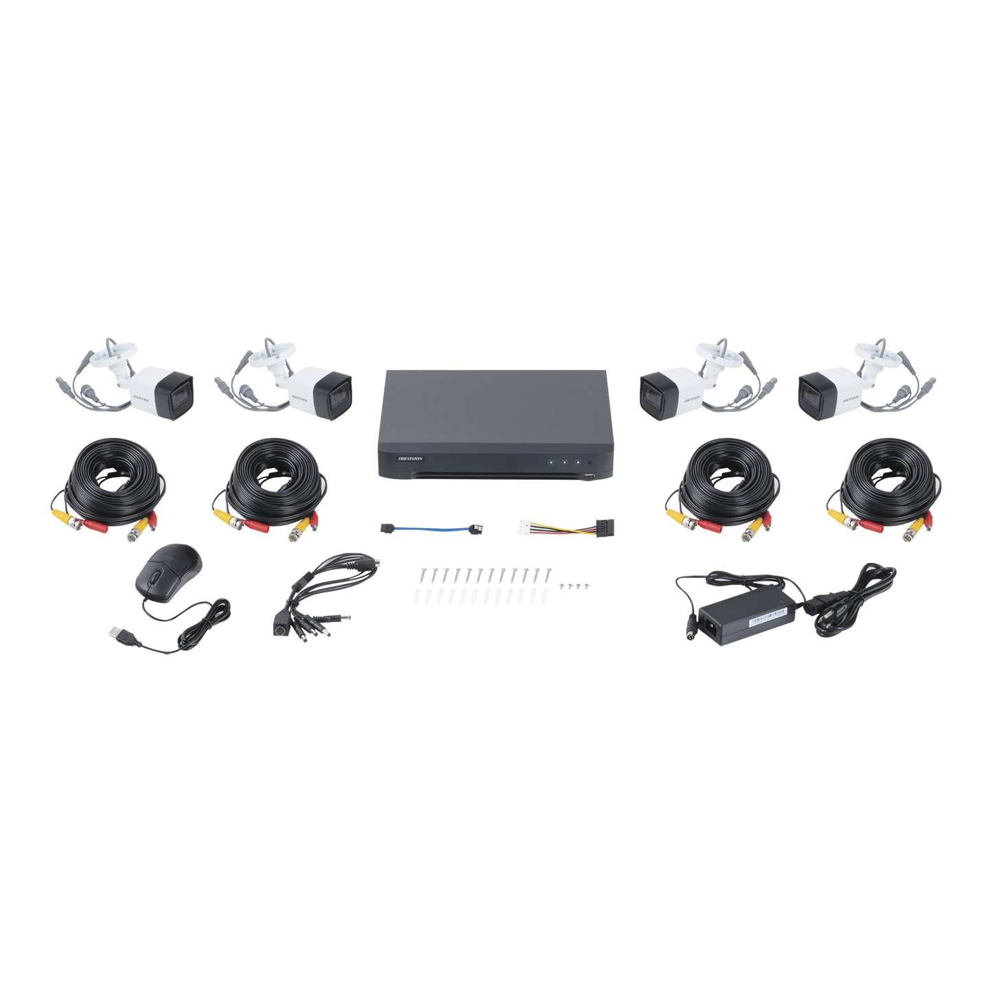 KIT TURBOHD 5 Megapixel / DVR 4 Canales / 4 Cámaras Bala con Micrófono Integrado (exterior 2.8 mm) / Fuente de Poder / Accesorios de Instalación (MICRÓFONO INTEGRADO)