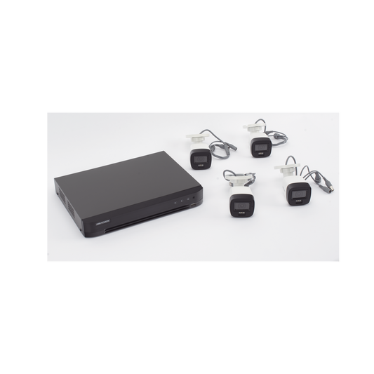 [Dual Light] Kit TurboHD 3K (5 Megapixel) / DVR 4 Canales / 4 Cámaras Bala para Exterior y Metal / Micrófono Integrado / Accesorios de Interconexión / Fuente de Poder