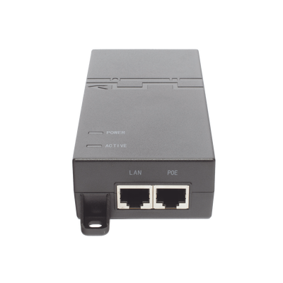 Inyector PoE estándar 30 watts, Compatible Multi-marcas, Detección Inteligente Anti Accidentes (802.3at / Gigabit)