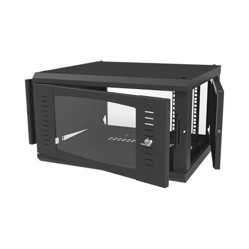 Gabinete para Montaje en Pared, con Puerta de Cristal Templado, Cuerpo Fijo, con 6 Unidades de Rack, de 19in, Fabricado en Acero