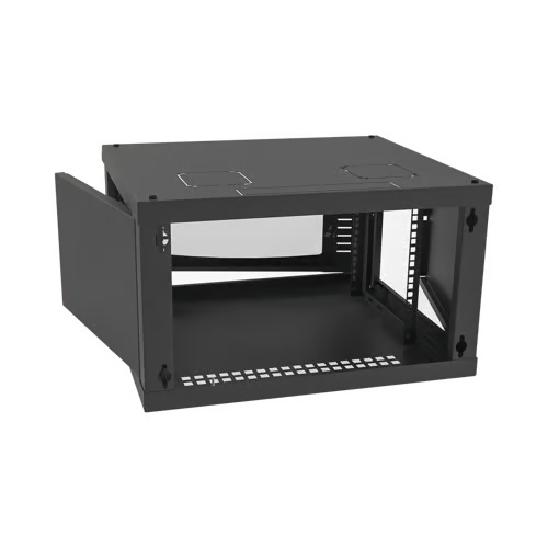 Gabinete para Montaje en Pared, con Puerta de Cristal Templado, Cuerpo Fijo, con 6 Unidades de Rack, de 19in, Fabricado en Acero