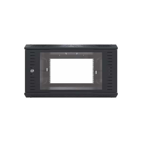 Gabinete para Montaje en Pared, con Puerta de Cristal Templado, Cuerpo Fijo, con 6 Unidades de Rack, de 19in, Fabricado en Acero