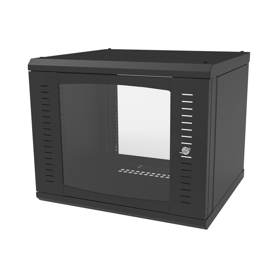 Gabinete para Montaje en Pared Fijo, con 9 Unidades de Rack, de 19in, Puerta de Cristal Templado, Fabricado en Acero