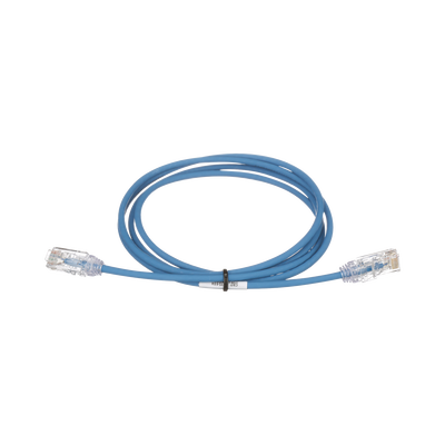 Cable de Parcheo TX6, UTP Cat6, Diámetro Reducido (28AWG), Color Azul, 2.13 Metros (7 Pies)
