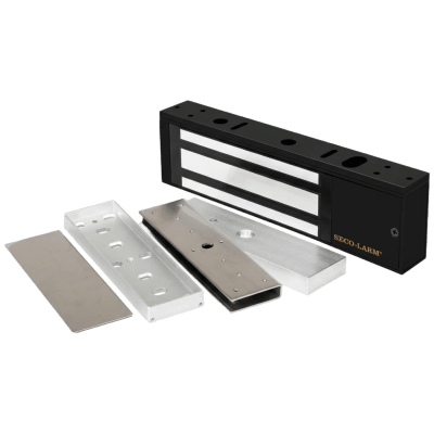 Kit Para Control de Acceso Incluye Chapa Magnética de 1200 Lbs Color Negro / Montaje En "U" Para Puerta de Cristal /  Uso Interior / Certificación UL / Diseño Elegante